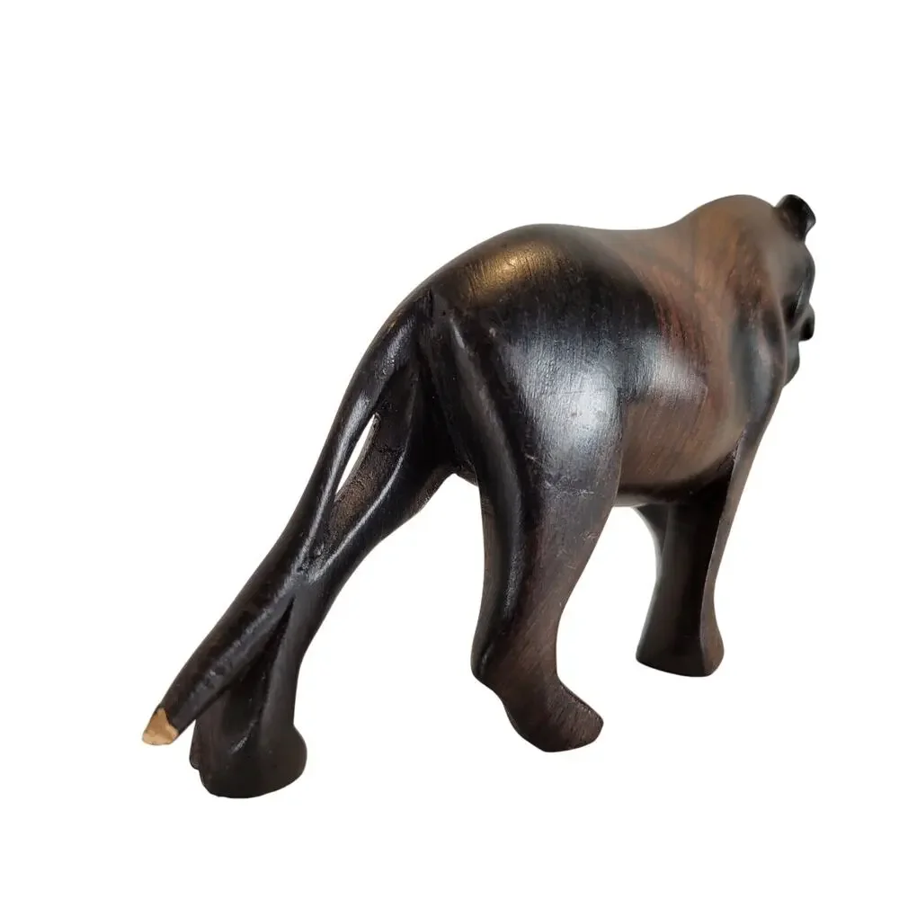 Hand Carved Wood Lion Figurine Safari Jungle Decor 6